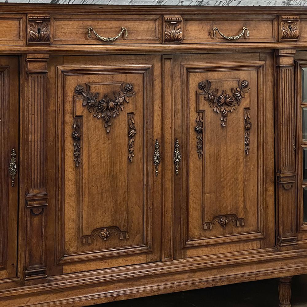 19th Century French Louis XVI Marble Top Walnut Display Buffet For Sale 8