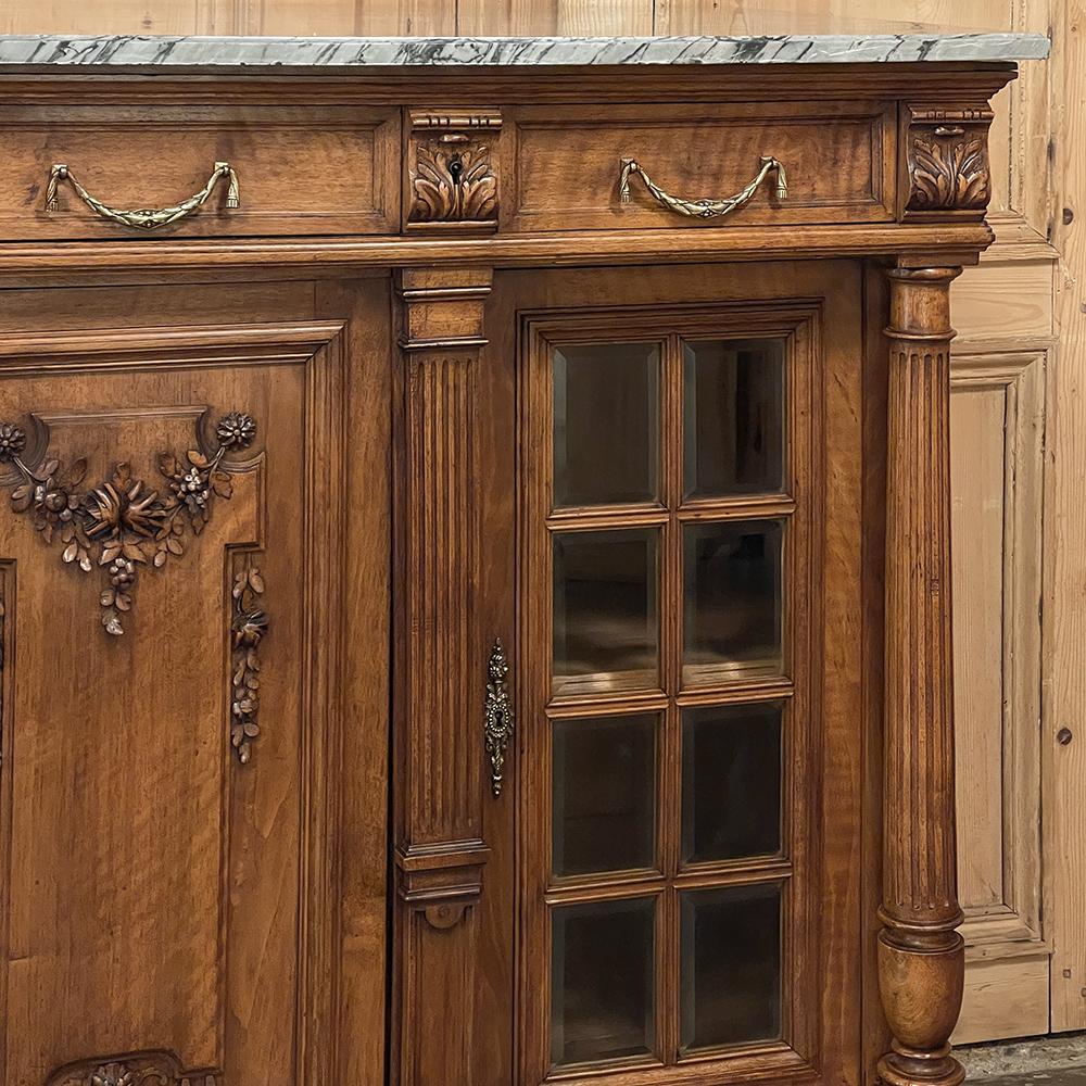 19th Century French Louis XVI Marble Top Walnut Display Buffet For Sale 9