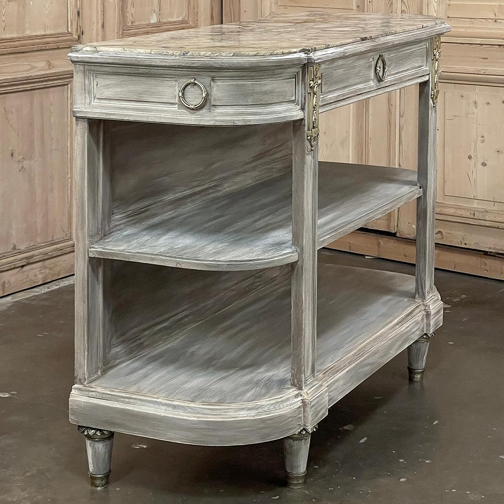 19th Century French Louis XVI Marble Top Whitewashed Dessert Buffet For Sale 11