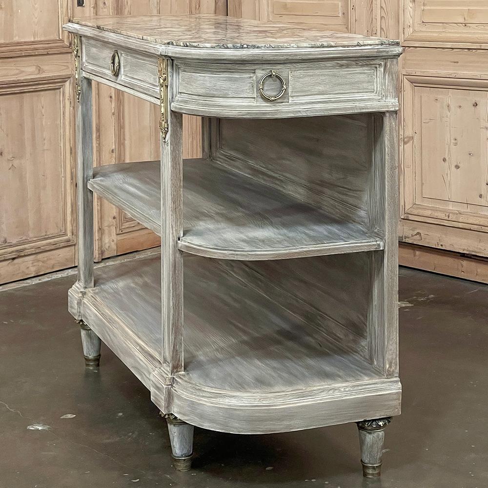 19th Century French Louis XVI Marble Top Whitewashed Dessert Buffet For Sale 12