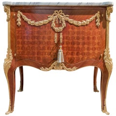 19th Century French Louis XVI Marquetry and Marble Top Cabinet by Maison Daide