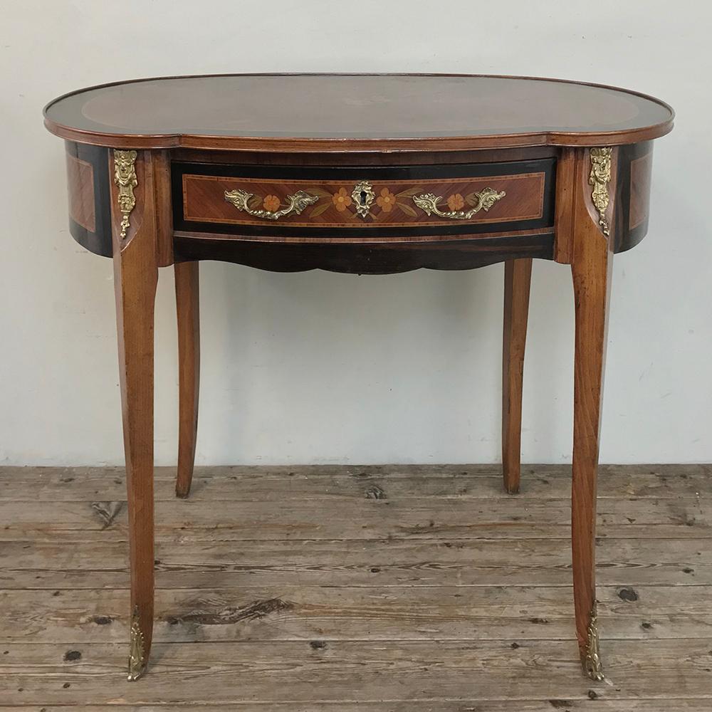 19th Century French Louis XVI Marquetry Writing Table In Good Condition In Dallas, TX