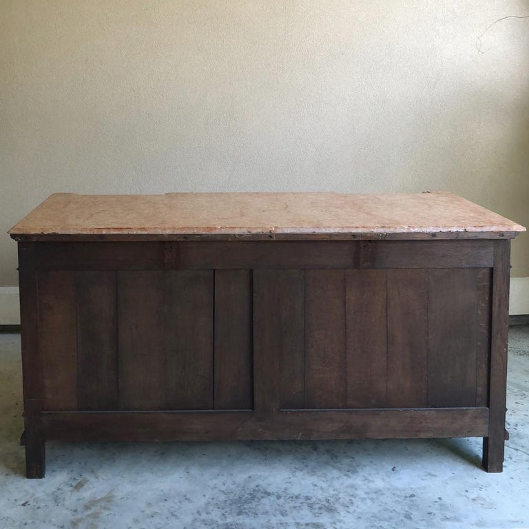 19th Century French Louis XVI Mueche Mahogany Marble Top Dresser