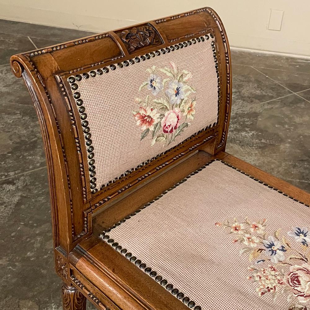 19th Century French Louis XVI Needlepoint Armbench ~ Vanity Bench 8