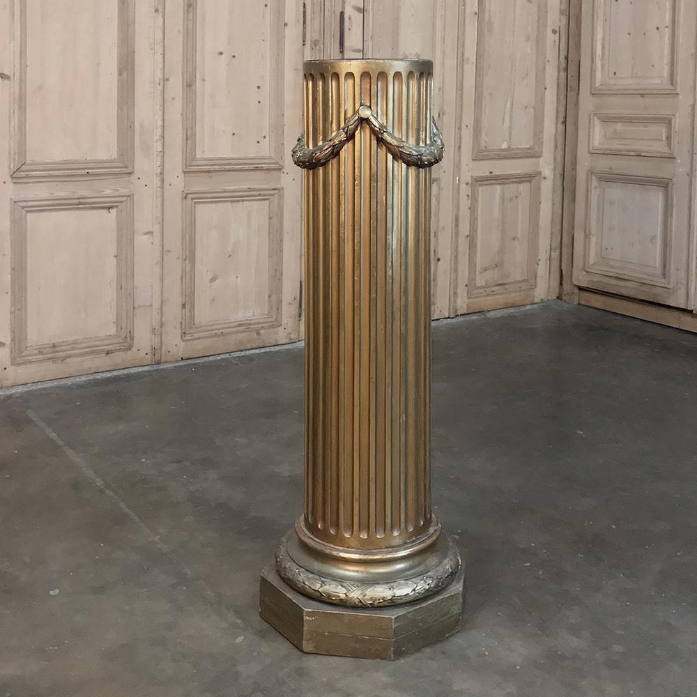 19th Century French Louis XVI Neoclassical Giltwood Pedestal In Good Condition For Sale In Dallas, TX
