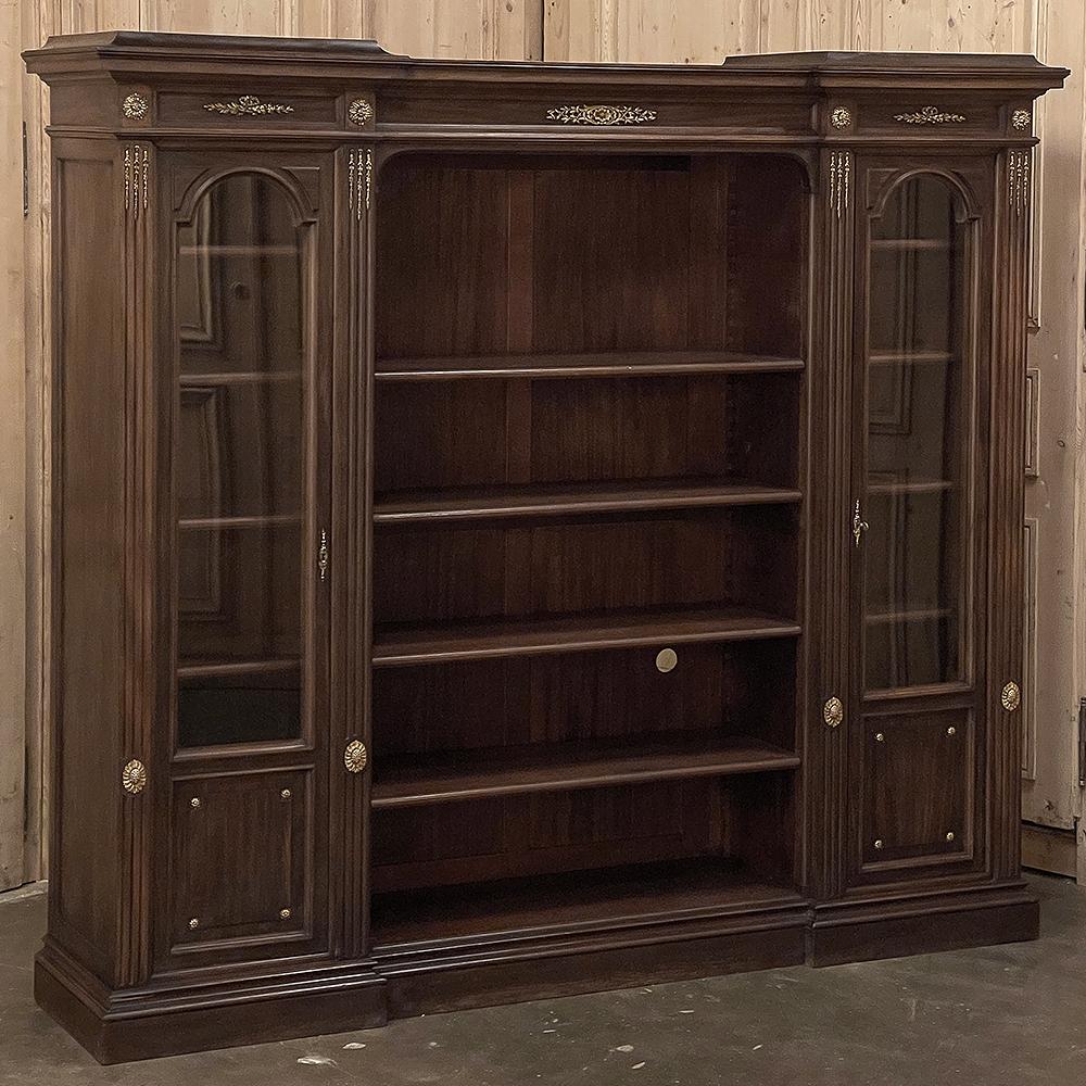 19th Century French Louis XVI Neoclassical Mahogany Bookcase ~ Bibliotheque is a marvel of style and craftsmanship, rendered from fine imported mahogany to create an instant family heirloom that will last for generations!  In a design that could be