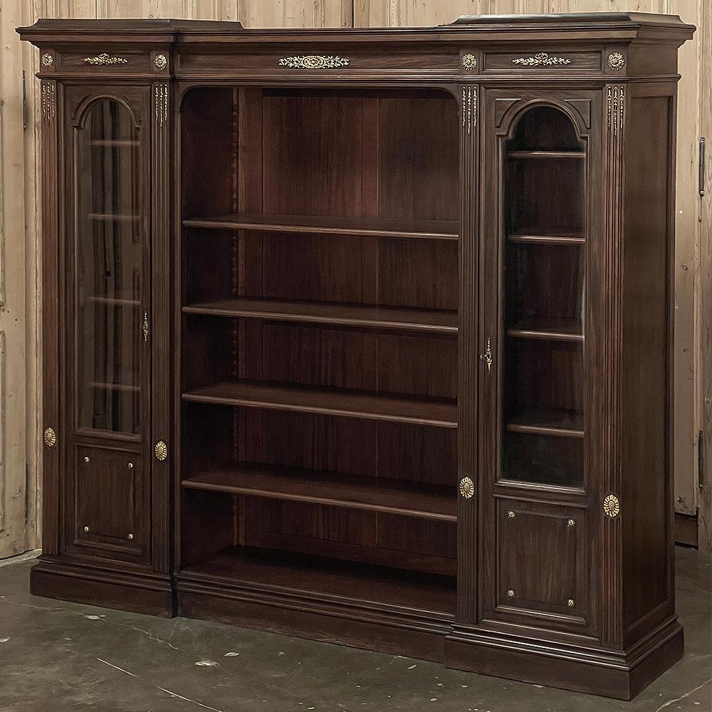 Hand-Crafted 19th Century French Louis XVI Neoclassical Mahogany Bookcase ~ Bibliotheque For Sale