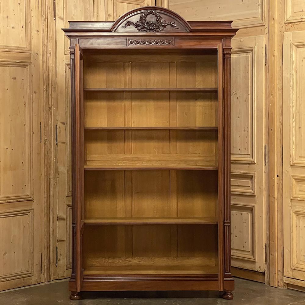 Hand-Crafted 19th Century French Louis XVI Neoclassical Mahogany Bookcase For Sale