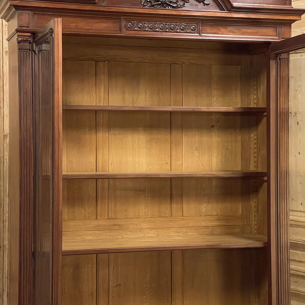 Glass 19th Century French Louis XVI Neoclassical Mahogany Bookcase For Sale