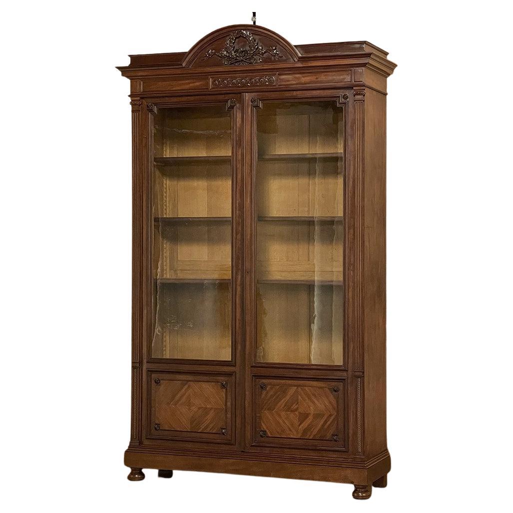 19th Century French Louis XVI Neoclassical Mahogany Bookcase For Sale