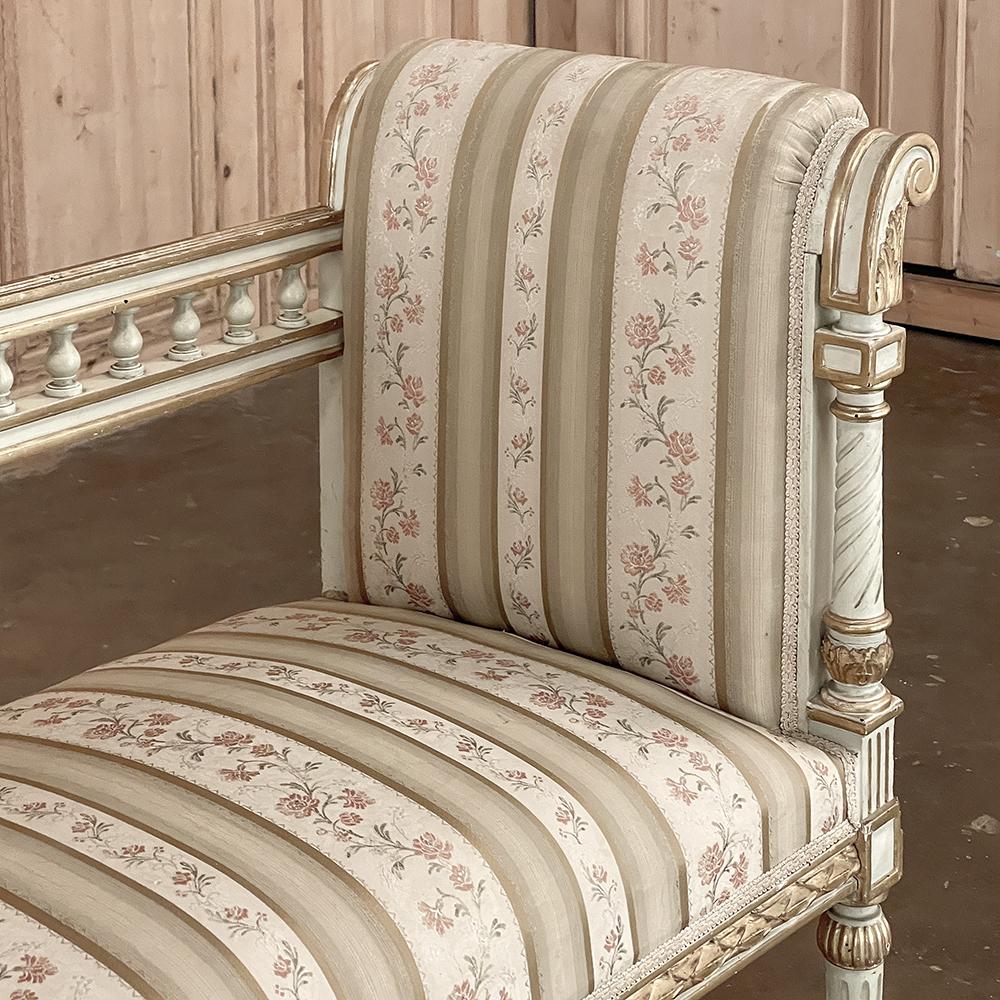 Banc peint Louis XVI néoclassique du 19ème siècle ~ Vanity Bench en vente 2