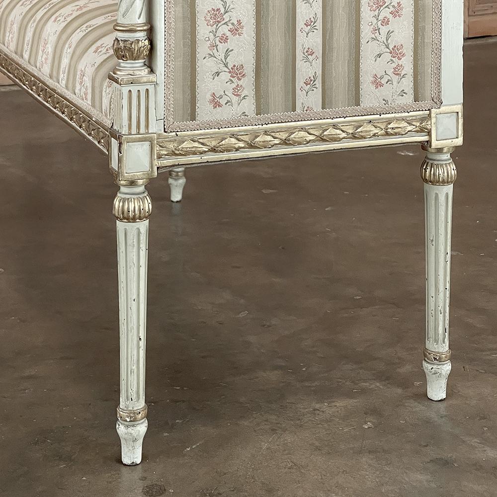 19th Century French Louis XVI Neoclassical Painted Armbench ~ Vanity Bench For Sale 8