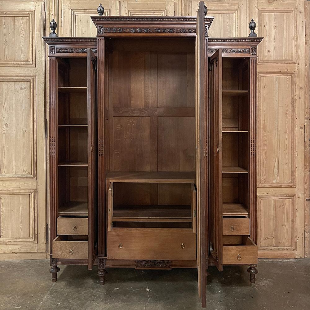 Late 19th Century 19th Century French Louis XVI Neoclassical Triple Walnut Armoire