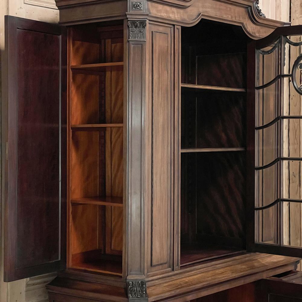 19th Century French Louis XVI Neoclassical Walnut Bookcase, Linen Press For Sale 2