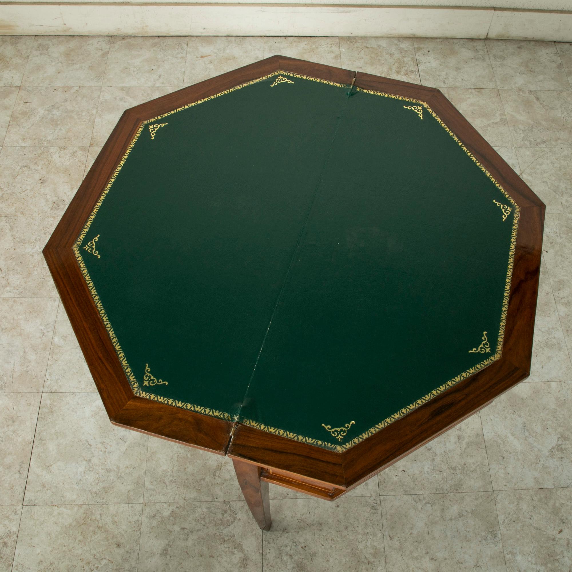 19th Century French Louis XVI Octagonal Rosewood Marquetry Console Game Table 6