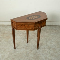 19th Century French Louis XVI Octagonal Rosewood Marquetry Console Game Table