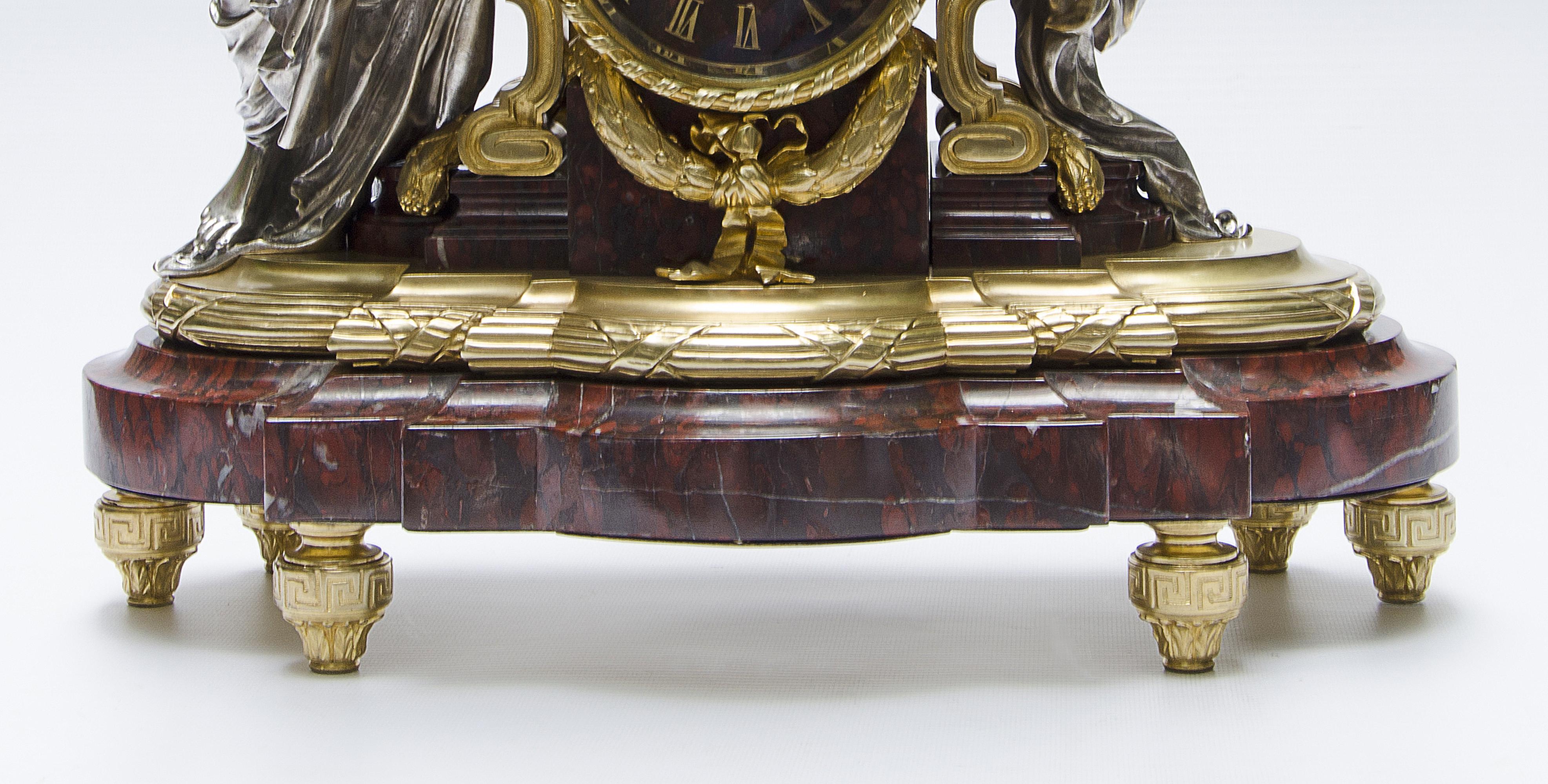 19th Century French Louis XVI Ormolu Mantel Clock by Lemerle-Charpentier & Cie. For Sale 3