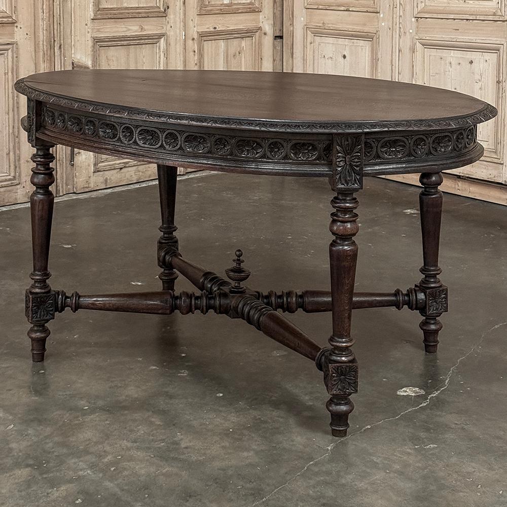 Table centrale ovale Louis XVI du 19ème siècle ~ Table de bibliothèque en vente 8