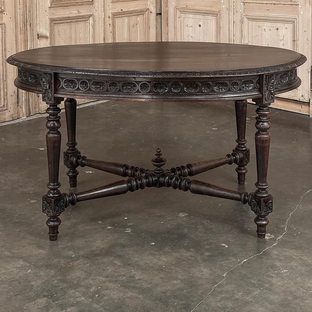 19th Century French Louis XVI Oval Center Table ~ Library Table In Good Condition For Sale In Dallas, TX