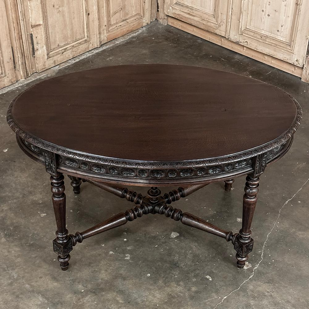 Walnut 19th Century French Louis XVI Oval Center Table ~ Library Table For Sale
