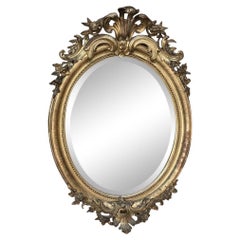 Miroir ovale doré Louis XVI français du 19e siècle