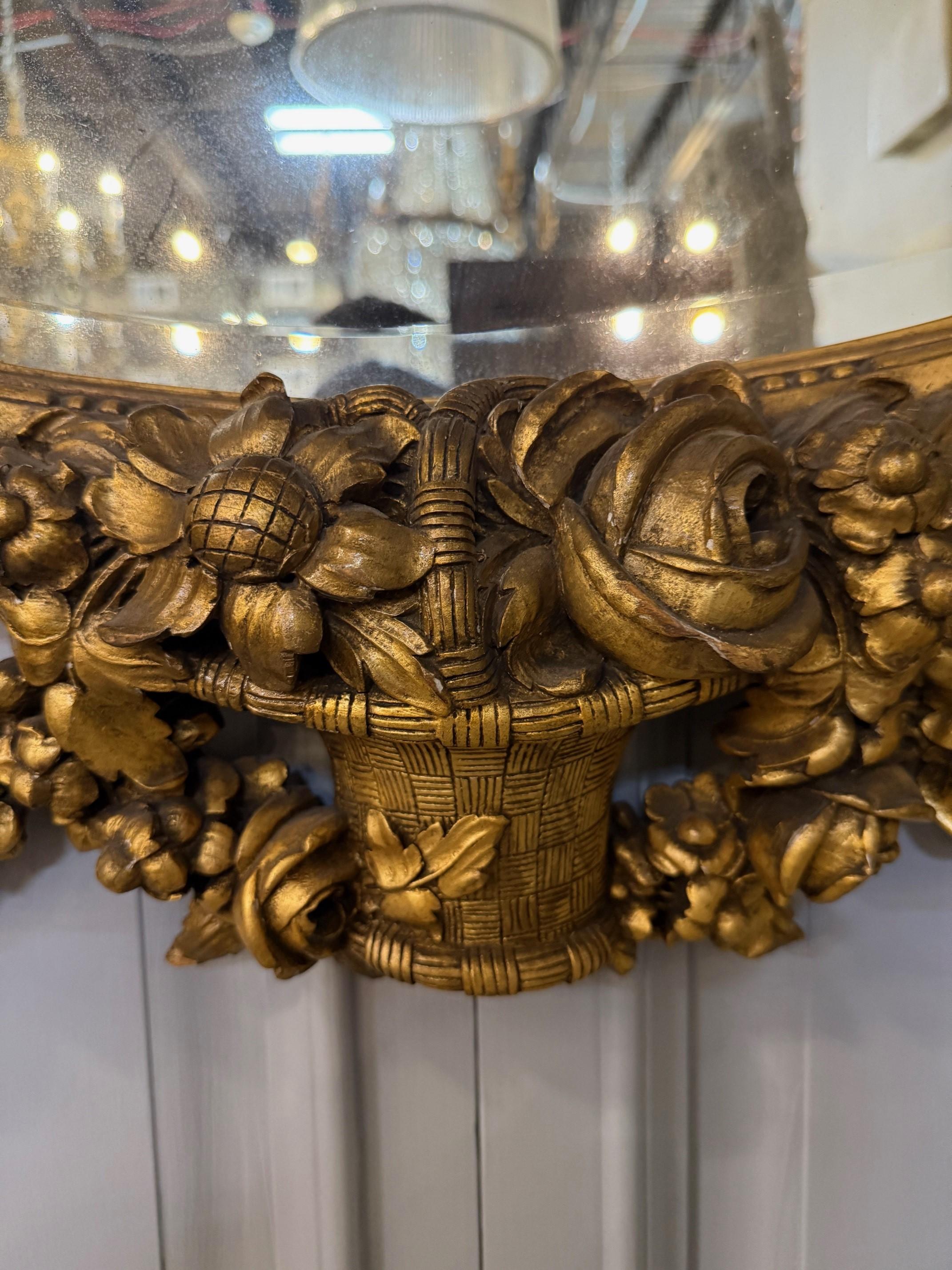 Miroir ovale français Louis XVI du XIXe siècle en bois doré en vente 10