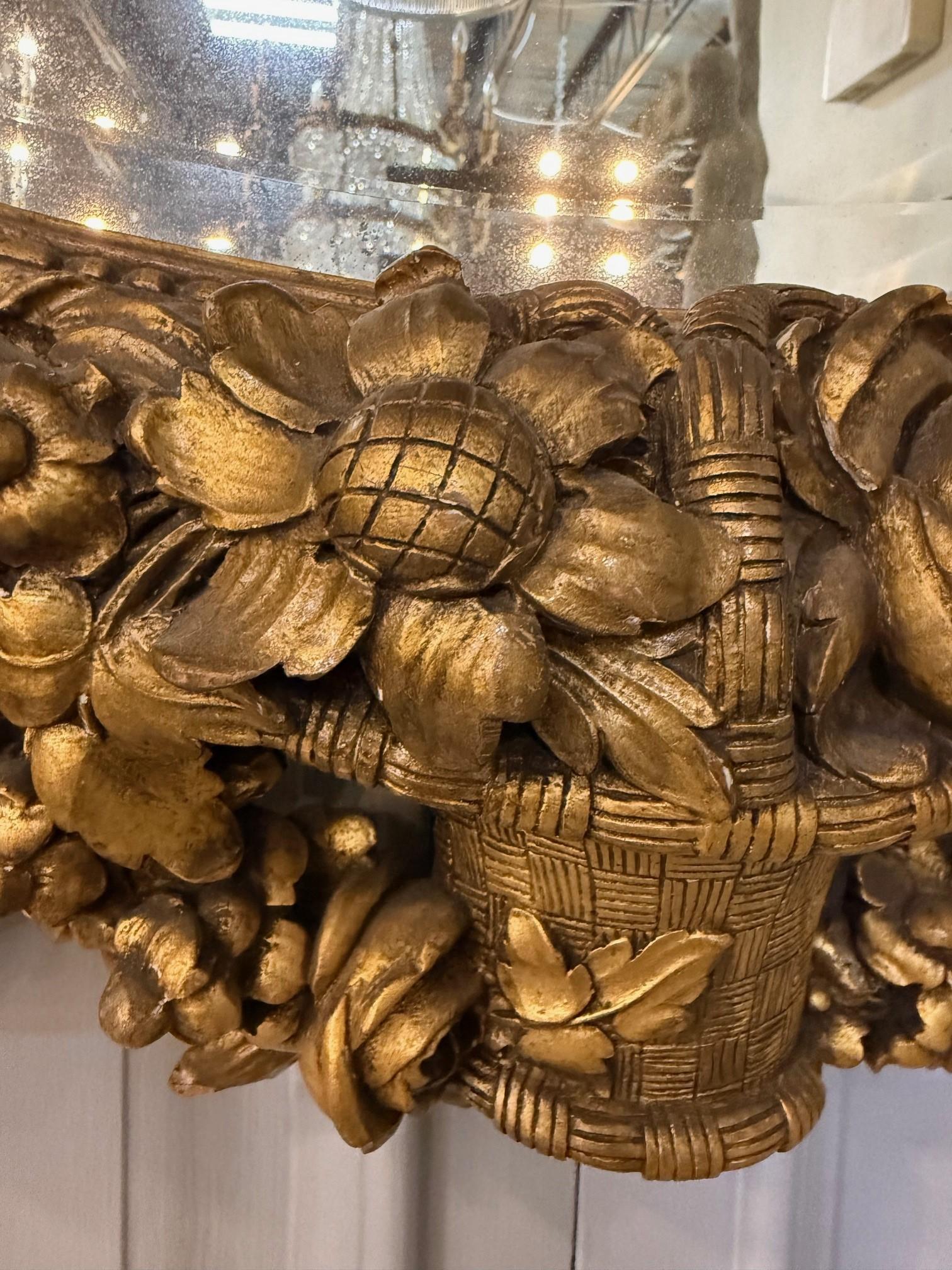 Miroir ovale français Louis XVI du XIXe siècle en bois doré en vente 11