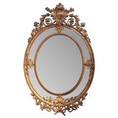 19th Century French Louis XVI Oval Giltwood Mirror