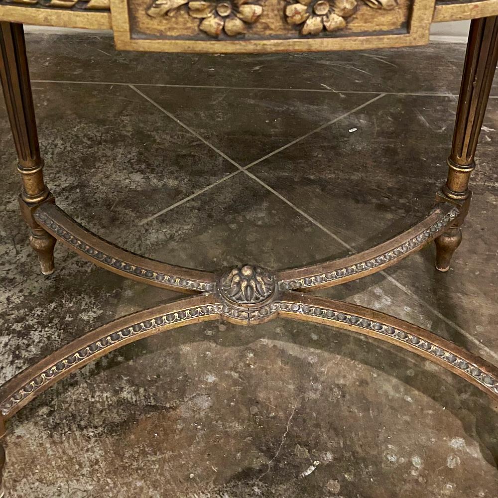 19th Century French Louis XVI Oval Marble Top Giltwood End Table 6