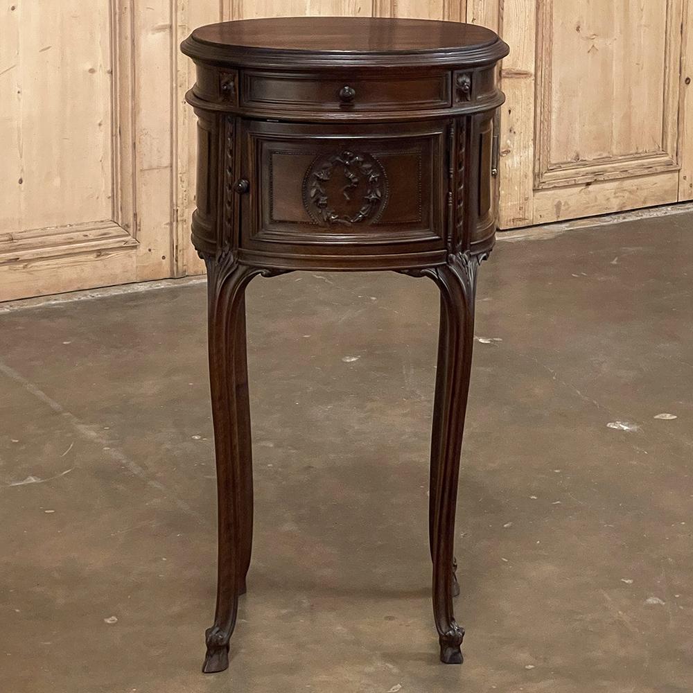 Hand-Crafted 19th Century French Louis XVI Oval Nightstand For Sale