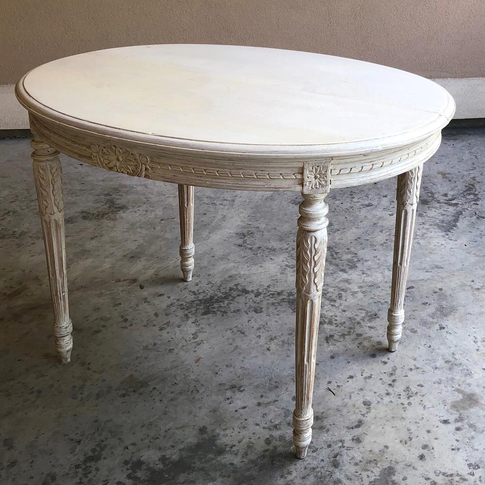 Late 19th Century 19th Century French Louis XVI Oval Painted Center Table