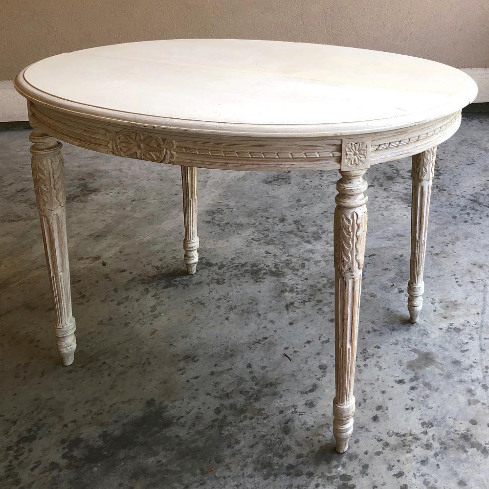 Wood 19th Century French Louis XVI Oval Painted Center Table