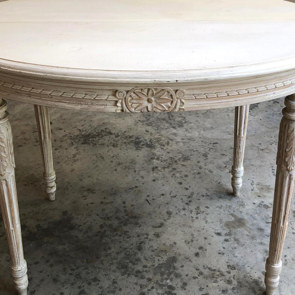 19th Century French Louis XVI Oval Painted Center Table 1