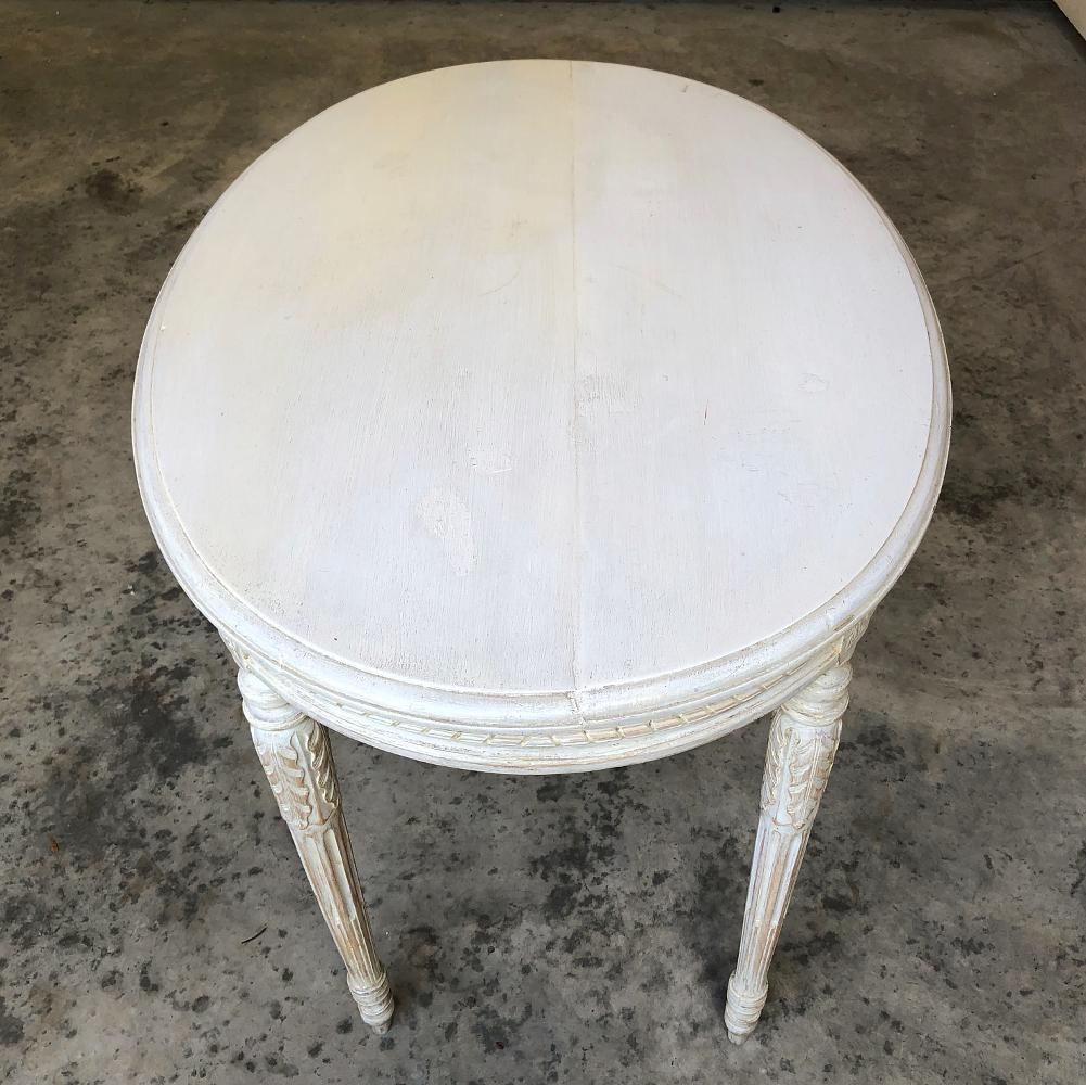 19th Century French Louis XVI Oval Painted Center Table 3