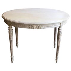 19th Century French Louis XVI Oval Painted Center Table
