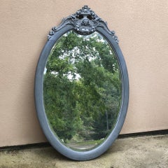 19th Century French Louis XVI Oval Painted Mirror