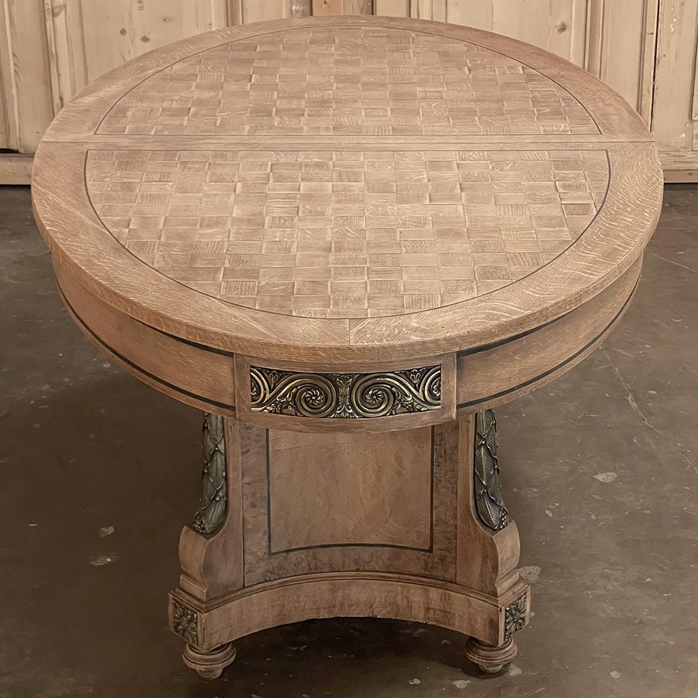 19th Century French Louis XVI Oval Parquet Dining Table with Ormolu For Sale 5