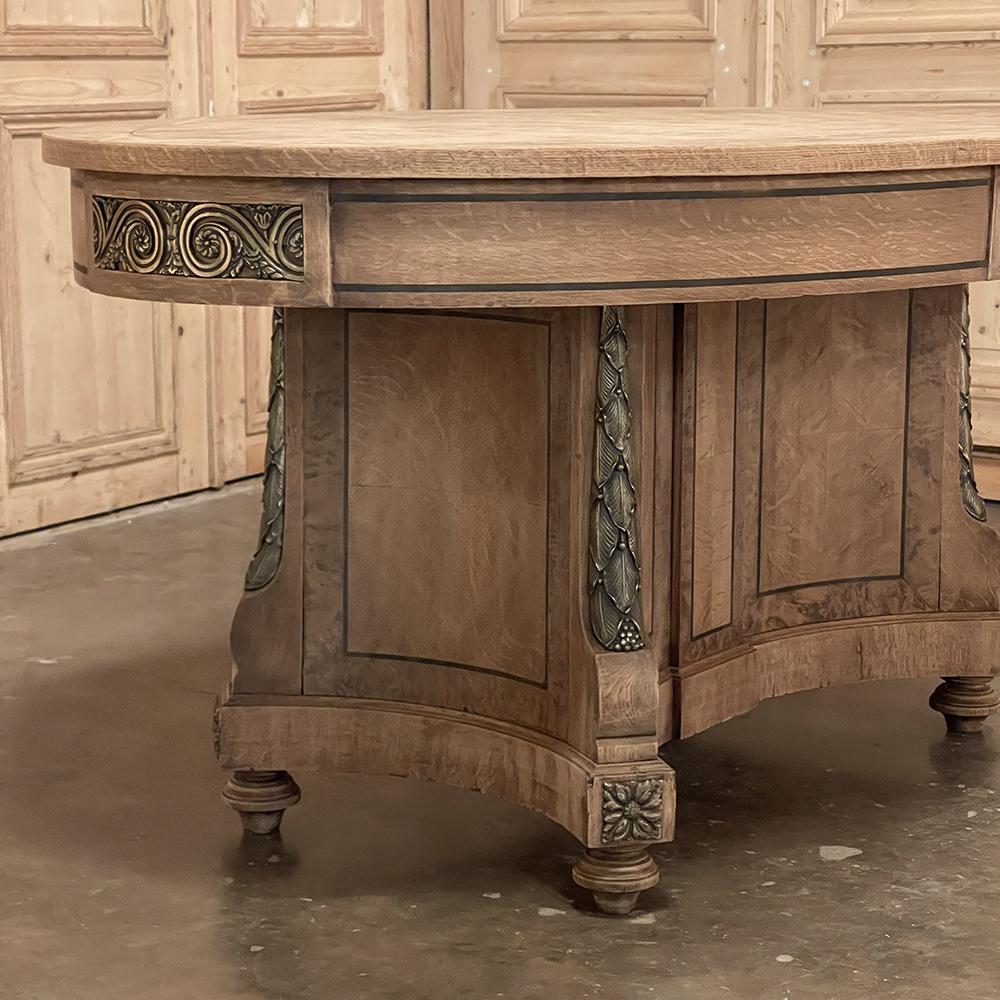 19th Century French Louis XVI Oval Parquet Dining Table with Ormolu For Sale 5