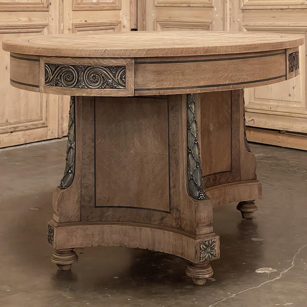 19th Century French Louis XVI Oval Parquet Dining Table with Ormolu For Sale 12