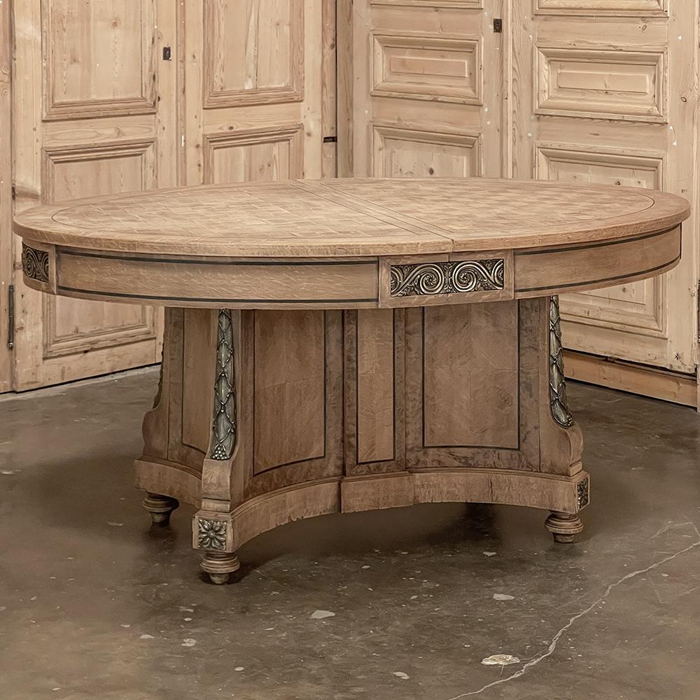 Hand-Crafted 19th Century French Louis XVI Oval Parquet Dining Table with Ormolu For Sale