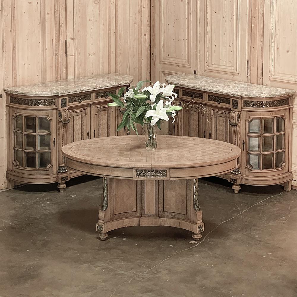 Hand-Crafted 19th Century French Louis XVI Oval Parquet Dining Table with Ormolu For Sale