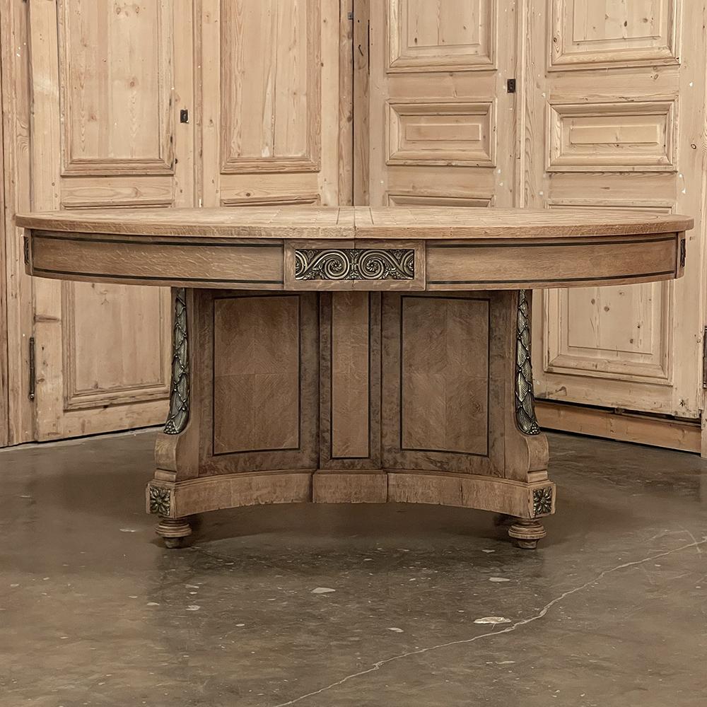Bronze 19th Century French Louis XVI Oval Parquet Dining Table with Ormolu For Sale