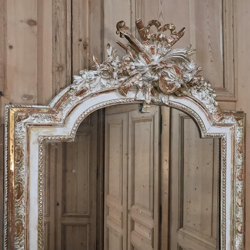 19th Century French Louis XVI Painted and Gilded Mirror 1