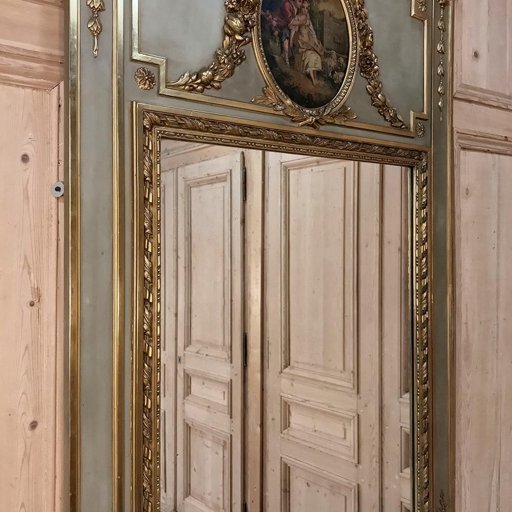 19th Century French Louis XVI Painted and Gilt Trumeau, Mirror 4