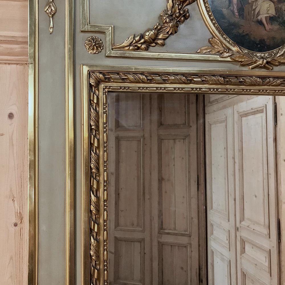 19th Century French Louis XVI Painted and Gilt Trumeau, Mirror 2