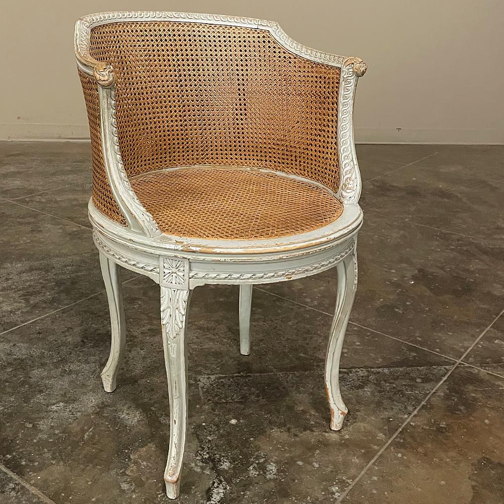 Hand-Crafted 19th Century French Louis XVI Painted Armchair, Bergere