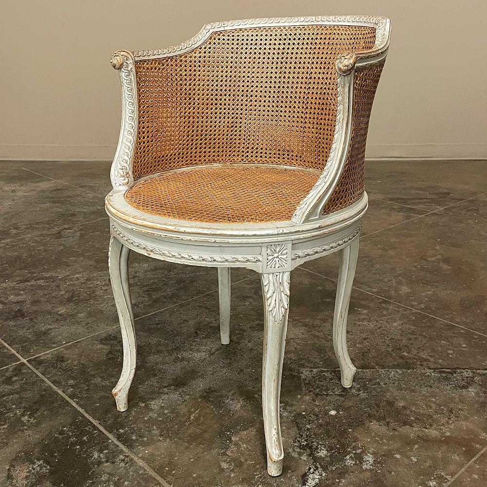 Cane 19th Century French Louis XVI Painted Armchair, Bergere