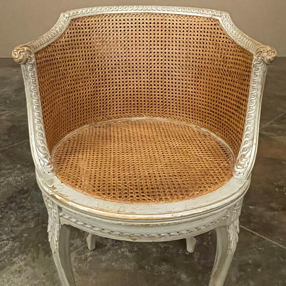 19th Century French Louis XVI Painted Armchair, Bergere 1