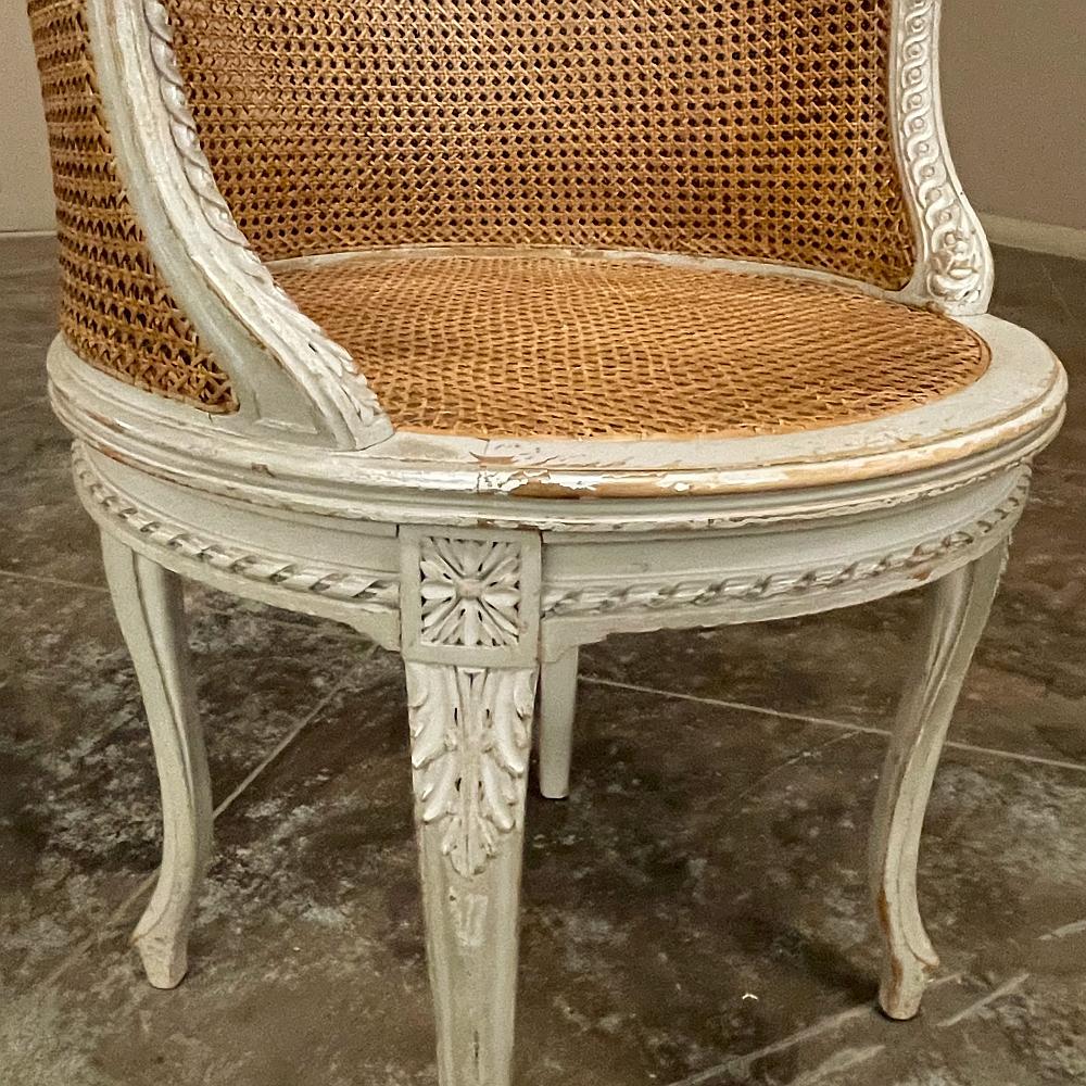19th Century French Louis XVI Painted Armchair, Bergere 2