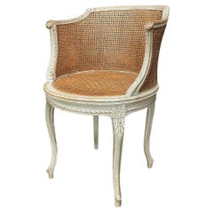 19th Century French Louis XVI Painted Armchair, Bergere